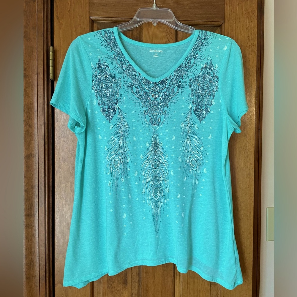 Kim Rogers Tee  Size XL TEAL color